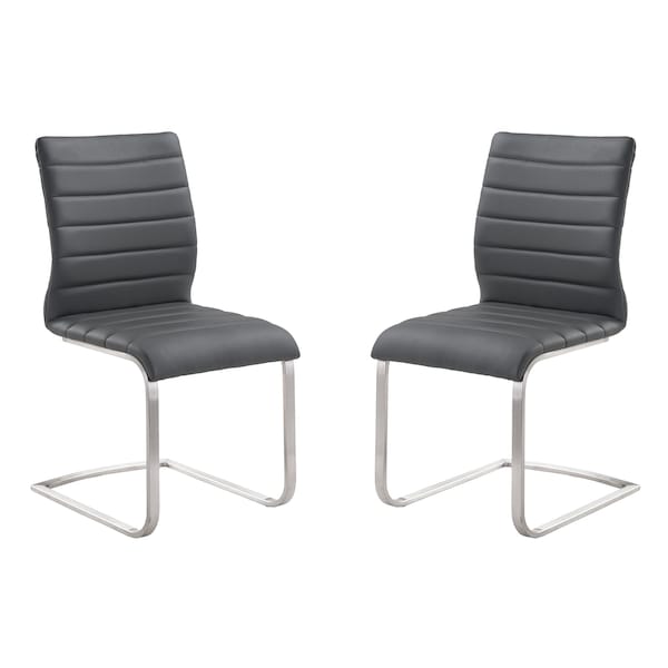Armen Living Fusion Contemporary Side Chair In Gray and Stainless Steel, PK2 LCFUSIGR - main